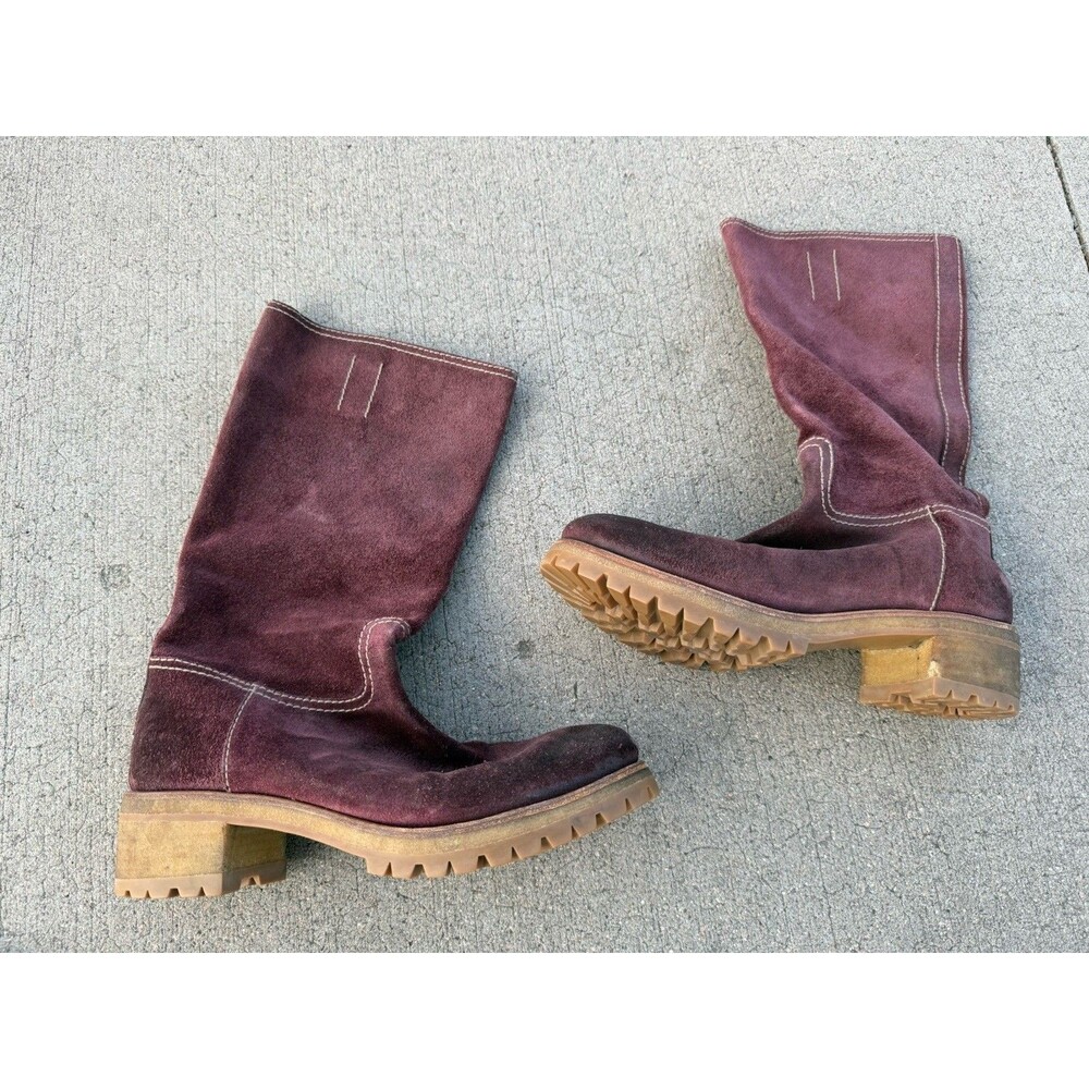 Prada suede moto boots in a burgundy Size 37.5